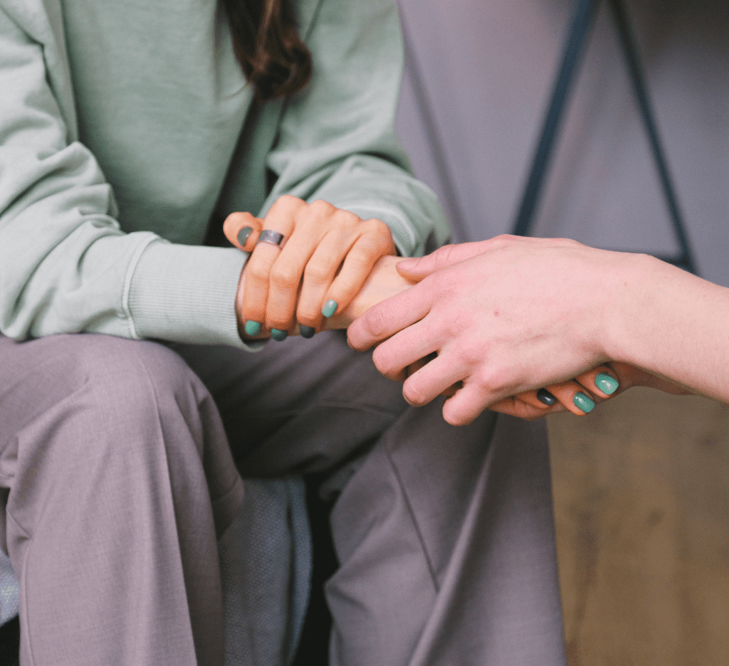 holding hands.